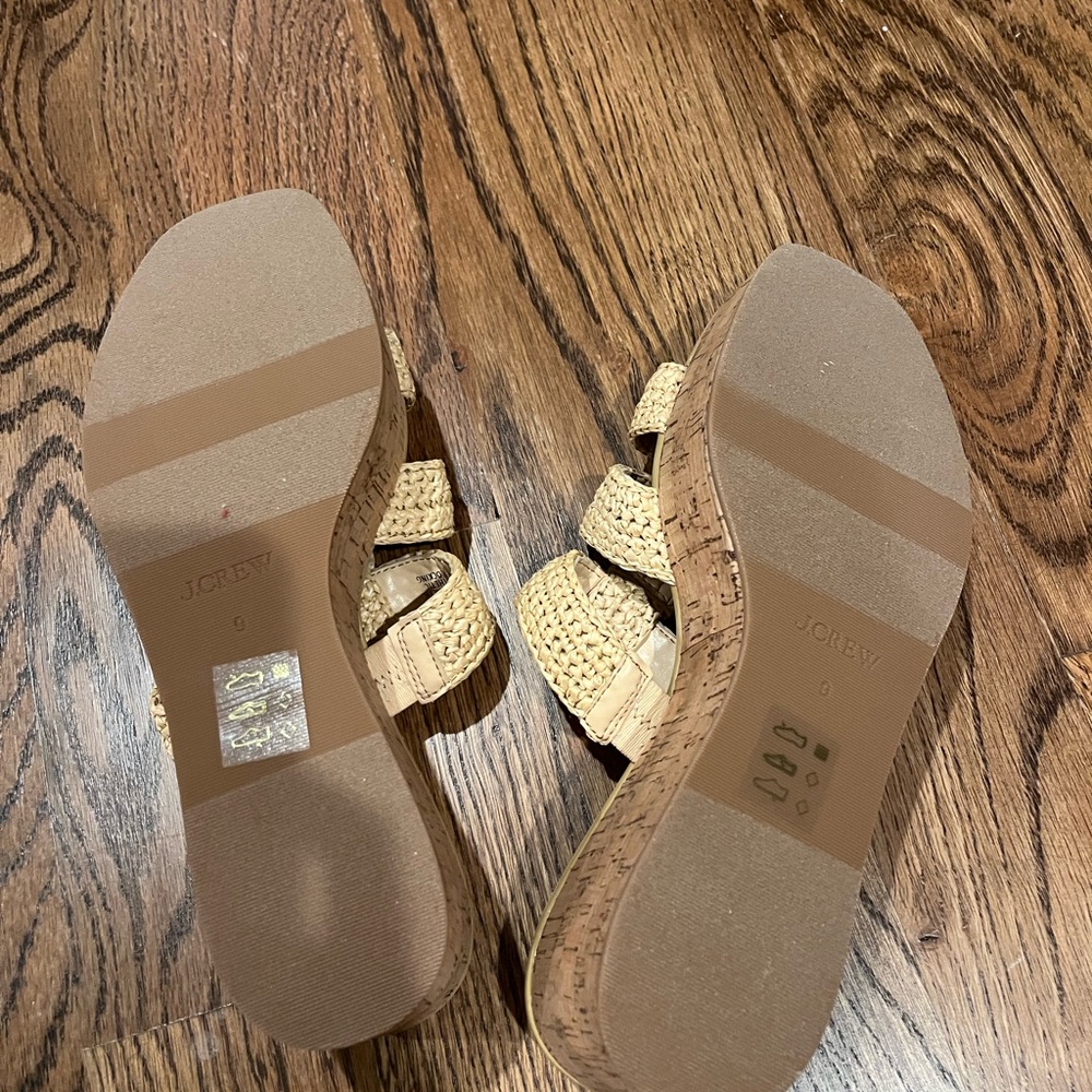 J. Crew Caged Platform Wedges Raffia Sandal Size 9 NWT - Picture 6 of 9